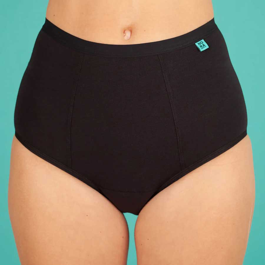 For All Women's Super Absorbency Cotton Brief Period Underwear, Size Large,  Black
