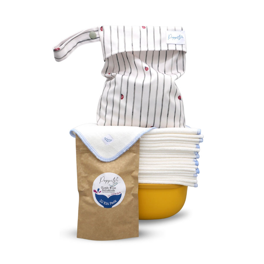 Reusable Baby Wipe Kit - 25 WHITE COTTON PREMIUM Cloth Wipes